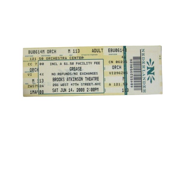 Grease Musical Ticket ONLY June 14 2008 NYC Matthew Hydzik Laura Osnes Cody - Picture 1 of 3